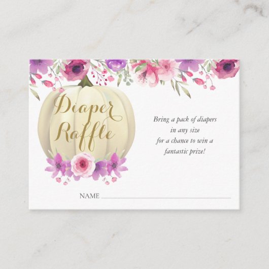 カボチャフローラおむつラッフル赤ちゃんシャワーエンクロージャ エンクロージャーカード (正面)