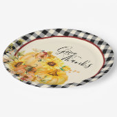 カボチャフローラと感謝祭をチェック ペーパープレート (アングル)