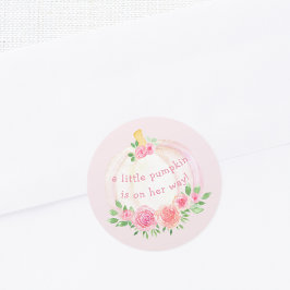 カボチャフローラガールズベビーシャワーピンク ラウンドシール