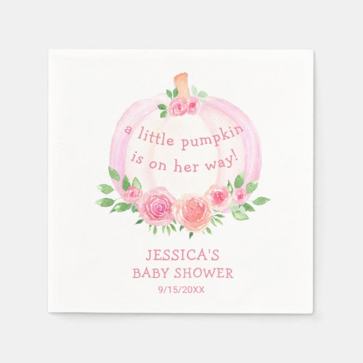 カボチャフローラガールズベビーシャワー スタンダードカクテルナプキン (正面)