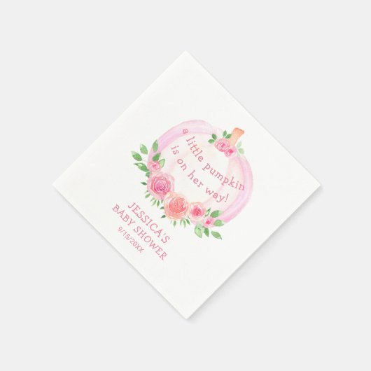 カボチャフローラガールズベビーシャワー スタンダードカクテルナプキン (角)