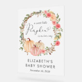 カボチャフローラガールベイビーシャワー歓迎フロステッド アクリルサイン (傾斜)