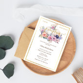 カボチャフローラゴールドフォイルベビーガールシャワー 招待状