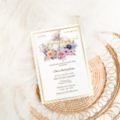 カボチャフローラゴールドフォイルベビーガールシャワー 招待状