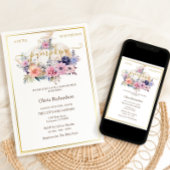 カボチャフローラゴールドフォイルベビーガールシャワー 招待状