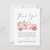 カボチャフローラトラック水の色ベビーガールシャワー サンキューカード (正面)