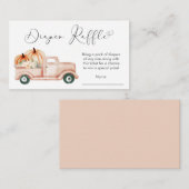 カボチャフローラトラック赤ちゃんシャワーおむつラッフル エンクロージャーカード (正面/裏面)