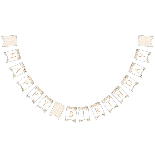 カボチャフローラハッピーバースデーバナー バンティングフラッグ (全)