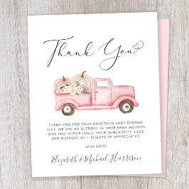 カボチャフローラベビーガールシャワーサンキューカード