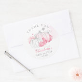 カボチャフローラベビーガールシャワーサンキュー ラウンドシール (封筒)