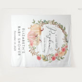 カボチャフローラベビーガールシャワーフォトバックグラウンド タペストリー (正面(横))