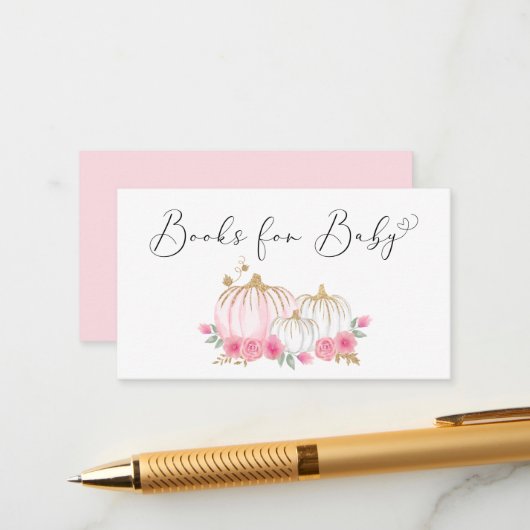 カボチャフローラベビーガールシャワーブックベビー エンクロージャーカード (正面/裏面インサイチュ)