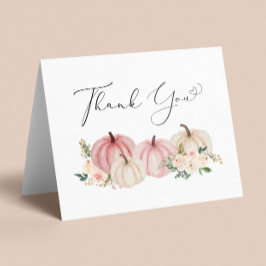 カボチャフローラベビーガールシャワー サンキューカード