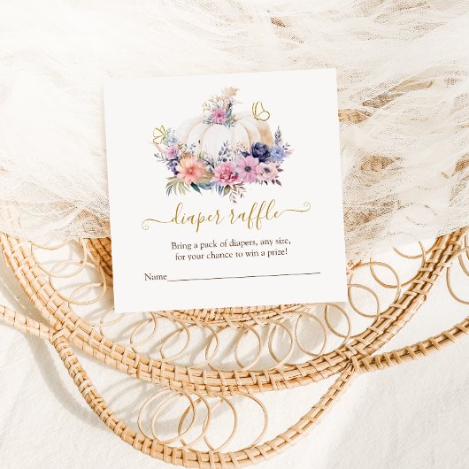 カボチャフローラベビーシャワーおむつラッフルカード エンクロージャーカード