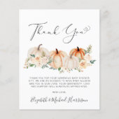 カボチャフローラベビーシャワーサンキューカード (正面)