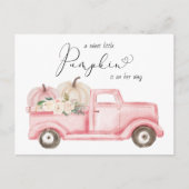 カボチャフローラヴィンテージトラック赤ちゃんガールシャワー インビテーションポストカード (正面)