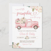 カボチャフローラヴィンテージトラック赤ちゃんガールシャワー 招待状 (正面)
