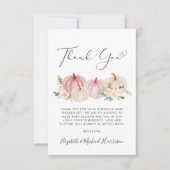 カボチャフローラ水の色ベビーガールシャワー サンキューカード (正面)