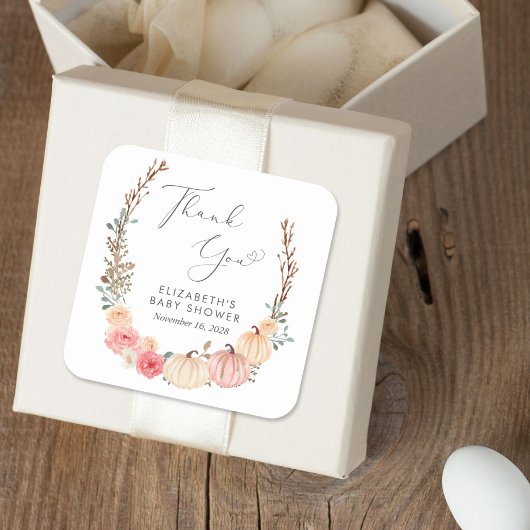 カボチャフローラ水の色ベビーシャワーありがとう スクエアシール