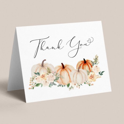 カボチャフローラ水彩ベビーシャワー サンキューカード