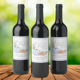 カボチャフローラ水彩男の赤ちゃんシャワー ワインラベル