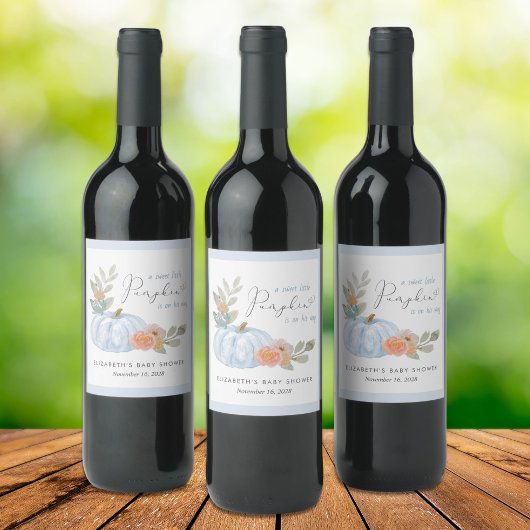 カボチャフローラ水彩男の赤ちゃんシャワー ワインラベル