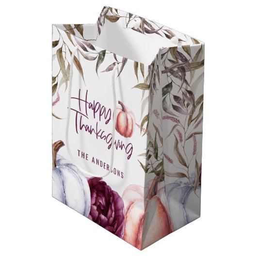 カボチャフローラ秋感謝祭パーティー ミディアムペーパーバッグ (正面アングル)