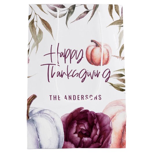 カボチャフローラ秋感謝祭パーティー ミディアムペーパーバッグ (裏面)