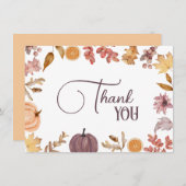 カボチャフローラ素朴、シャワー、誕生日 サンキューカード (正面/裏面)