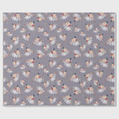 カボチャフローラ紫色のグレーの水色パターン秋 ラッピングペーパー (フラット)