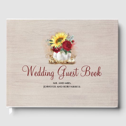 カボチャフローラ花瓶素朴秋の結婚式 ゲストブック (正面)