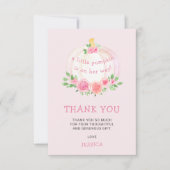 カボチャフローラ赤ちゃんシャワーピンク サンキューカード (正面)