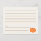 カボチャブライダルシャワーレシピカード (裏面)