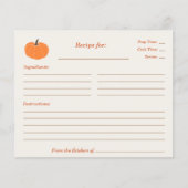 カボチャブライダルシャワーレシピカード (正面)