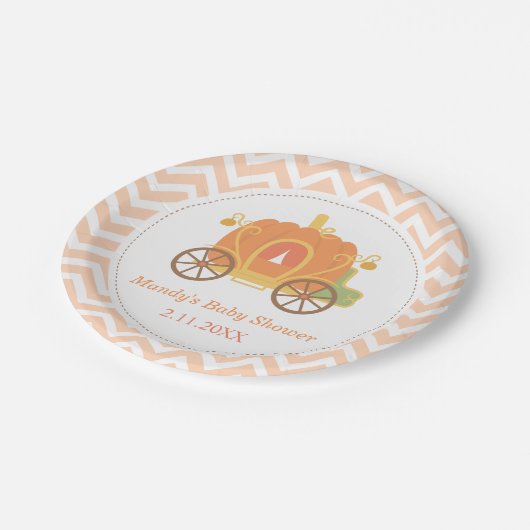 カボチャプリンセスキャリッジベビーシャワーの供給 ペーパープレート (アングル)