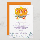 カボチャプリンセスキャリッジワイルドフラワーズ誕生日 サンキューカード (正面/裏面)