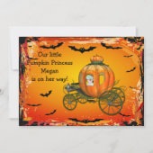 カボチャプリンセスハロウィンの女の子のベビーシャワー 招待状 (正面)