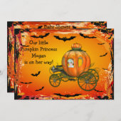 カボチャプリンセスハロウィンの女の子のベビーシャワー 招待状 (正面/裏面)