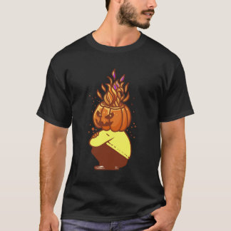 カボチャヘッドスクワットウォリアーハロウィンフィットネス Tシャツ