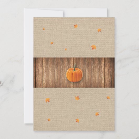 カボチャベビーシャワーそれは女の子のパーティーの木製の招待です 招待状 (裏面)