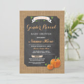 カボチャベビーシャワーの性はパーティの招待状を明らかにします 招待状 (スタンド正面)