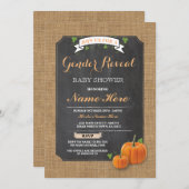 カボチャベビーシャワーの性はパーティの招待状を明らかにします 招待状 (正面/裏面)