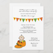 カボチャベビーシャワーの招待の男の赤ちゃん 招待状 (正面/裏面)