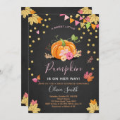 カボチャベビーシャワーの招待の秋の秋のピンク 招待状 (正面/裏面)