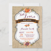 カボチャベビーシャワーの招待状のバーラップは恋に落ちます 招待状 (正面)