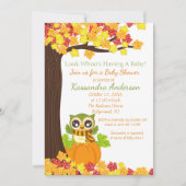 カボチャベビーシャワーの招待状の愛らしいフクロウ 招待状 (正面)