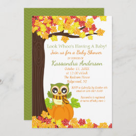 カボチャベビーシャワーの招待状の愛らしいフクロウ 招待状