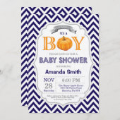 カボチャベビーシャワーの招待状の秋の秋の男の子 招待状 (正面/裏面)