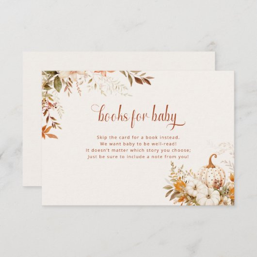 カボチャベビーフローラベビーシャワー用の本 エンクロージャーカード (正面/裏面)