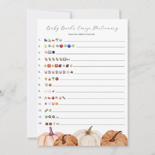 カボチャベビーブックスエモジゲームカード 招待状 (正面)